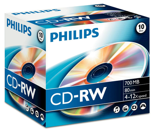 1x10 Philips CD-RW 80Min 700MB 4-12x JC